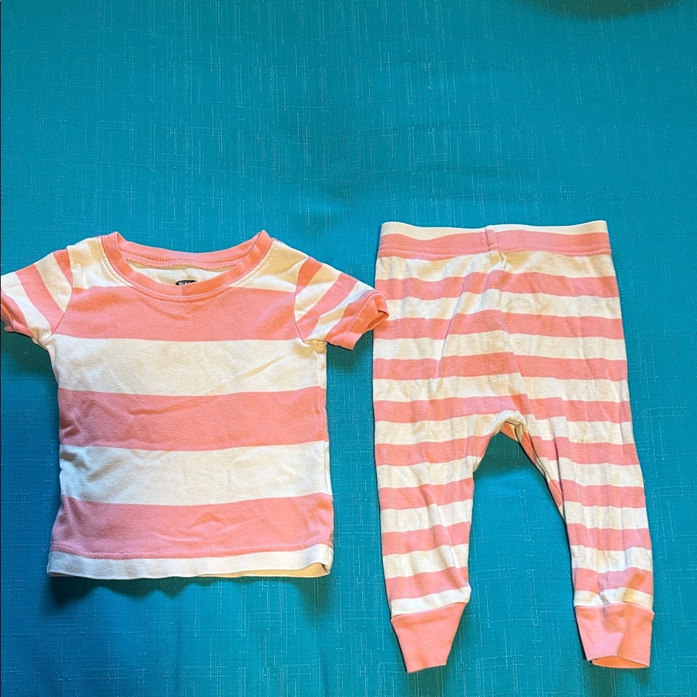 Old Navy Pink and White Striped Kids Pajama Set